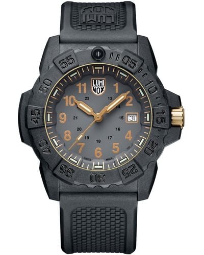 Luminox Swiss Navy Seal Military Dive Gold Black Rubber Strap Watch 45mm - Gray