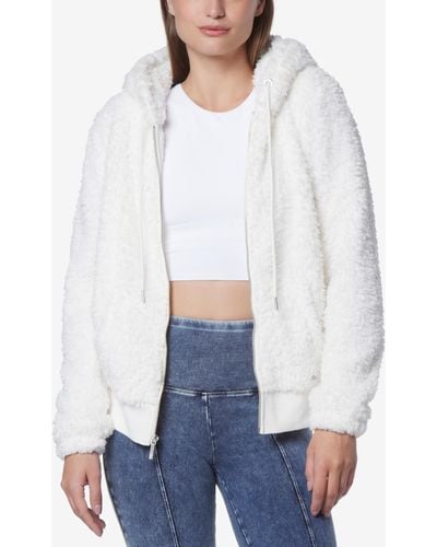Marc New York Andrew Marc Sport Ultra Soft Faux Fur Zip Up Hoodie Jacket - White