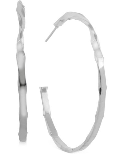 Essentials And Now This Twisted Skinny Medium Hoop Plate Earrings - White