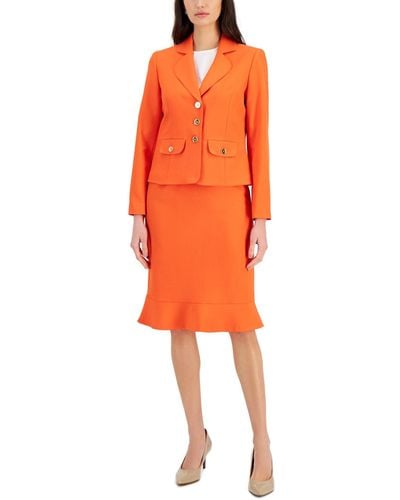 Le Suit Three-button Jacket & Flounce-hem Skirt - Orange