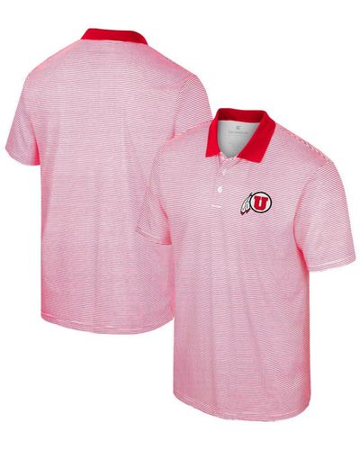 Colosseum Athletics Utah Utes Print Stripe Polo Shirt - Pink
