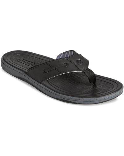 Sperry Top-Sider Baitfish Thong Leather Sandals - Black