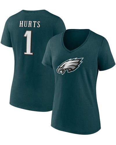 Fanatics Jalen Hurts Midnight Philadelphia Eagles Player Icon Name And Number V-neck T-shirt - Green