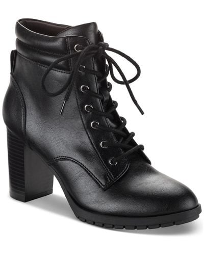 Style & Co. Laurellee Lace-up Dress Booties - Black
