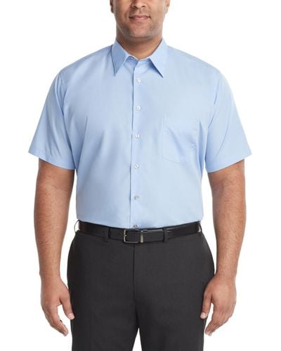 Van Heusen Big & Tall Poplin Short Sleeve Dress Shirt - Blue