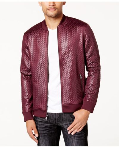 INC International Concepts Basket-weave Bomber Jacket, Created For Macy's - Red