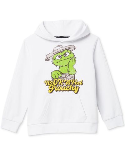 Kenneth Cole Sesame Street Kids Slim Fit Oscar The Grouch Hoodie - White
