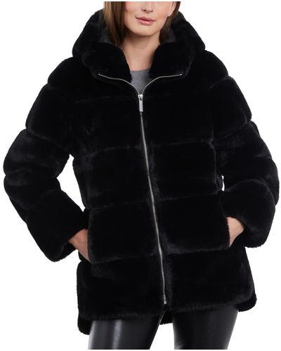 Michael Kors Hooded Faux-fur Coat - Black