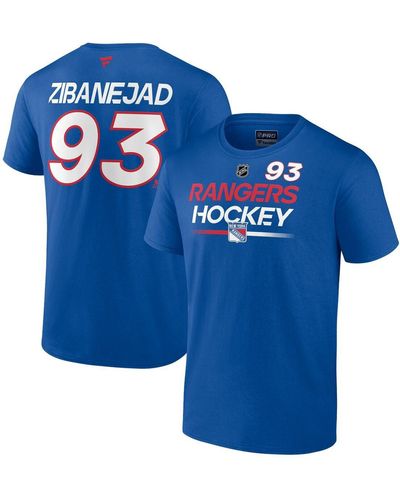 Fanatics Mika Zibanejad New York Rangers Authentic Pro Prime Name And Number T-shirt - Blue