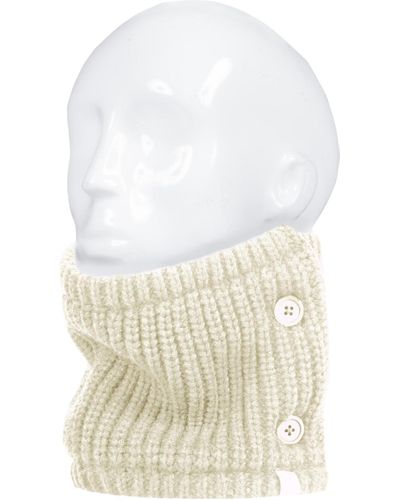 Heat Holders Clyde Solid Ribbed Side-button Neck Warmer - White