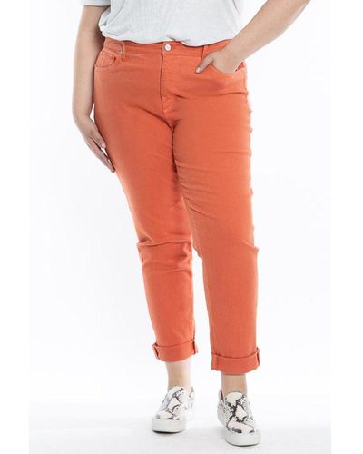 Slink Jeans Plus Size Color Boyfriend Pants - Orange