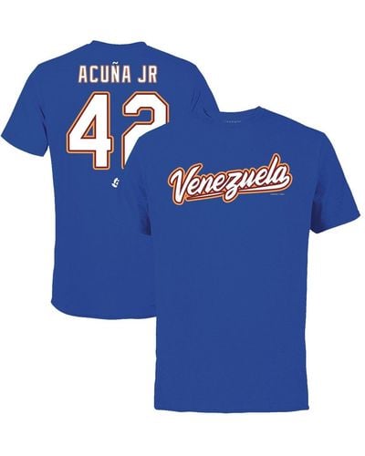 Legends Ronald Acuna Jr. Venezuela Baseball 2023 World Baseball Classic Name And Number T-shirt - Blue