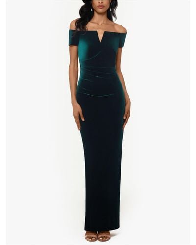 Xscape X By Velvet Off-the-shoulder Gown - Green