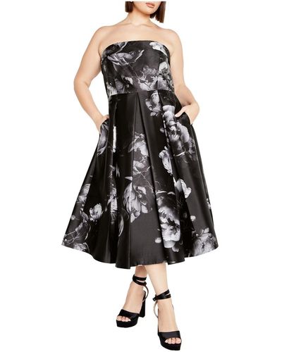 City Chic Plus Size Tiffany Bloom Dress - Black