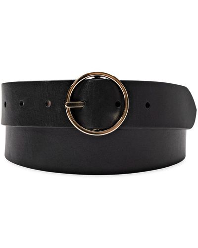 Cole Haan Two-in-one Center Bar Reversible Genuine Leather Belt - Black