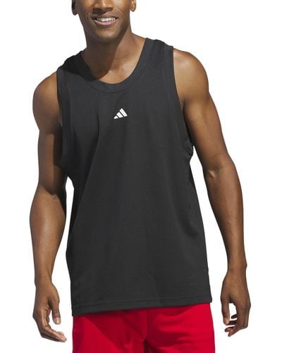 adidas Legends Sleeveless 3-stripes Logo Basketball Tank - Black
