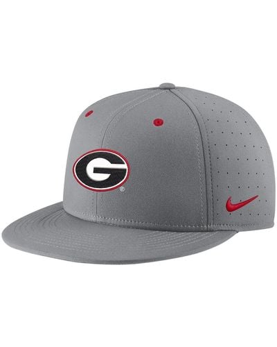 Nike Georgia Bulldogs Usa Side Patch True Aerobill Performance Fitted Hat - Gray