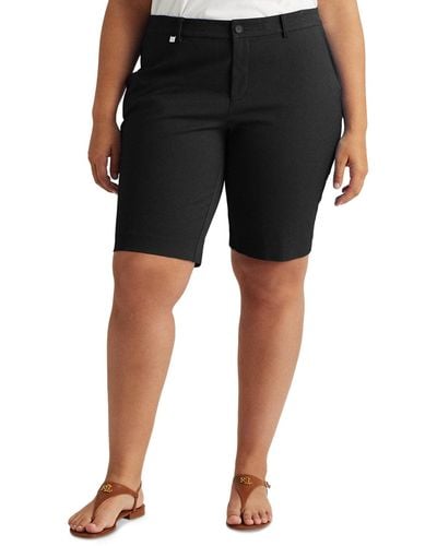 Lauren by Ralph Lauren Plus-size Stretch Cotton Shorts - Black