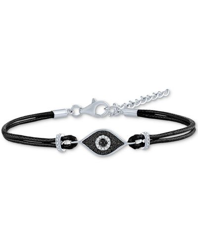 Macy's Black & White Diamond Accent Evil Eye Cord Bracelet - Multicolor