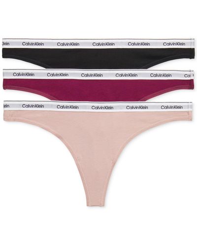 Calvin Klein 3-pk. Modern Logo Low-rise Thong Underwear Qd5209 - Red