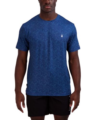 Spyder Printed Jersey Short Sleeve Rash Guard T-shirt - Blue