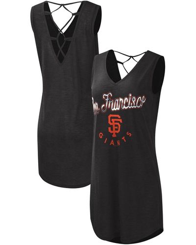 G-III 4Her by Carl Banks San Francisco Giants Game Time Slub Beach V-neck Cover-up Dress - Black