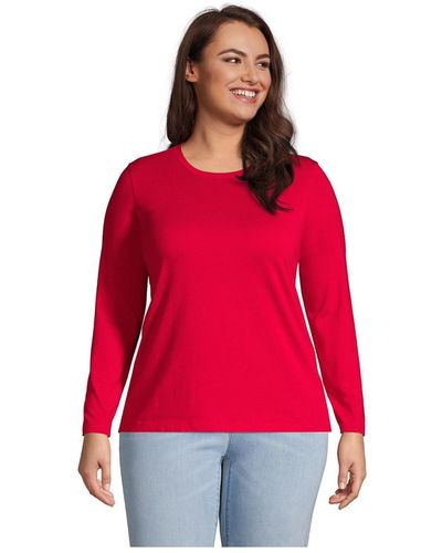 Lands' End Plus Size Relaxed Supima Cotton T-shirt - Red