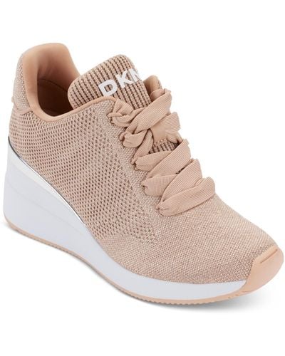 DKNY Parks Lace-up Wedge Sneakers - Natural