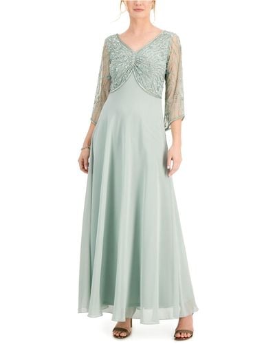 J Kara Embellished Ruched-bodice Gown - Multicolor