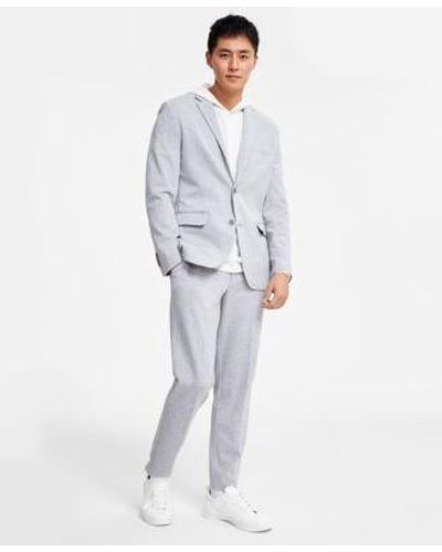 Alfani Pique Slub Hoodie Modern Knit Suit Separate Jacket Pants Created For Macys - White