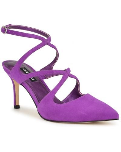 Nine West Maes Strappy Pointy Toe Stiletto Dress Pumps - Purple