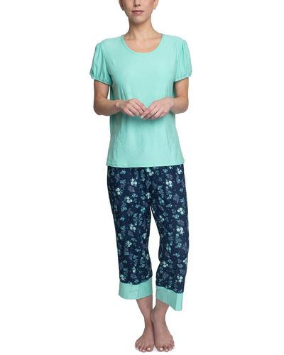 Hanes Short Sleeve T-shirt & Capri Pants Pajama Set - Blue