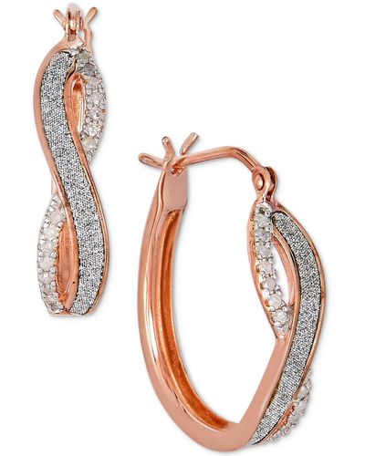 Macy's Diamond Glitter Infinity Hoop Earrings (1/6 Ct. T.w. - Metallic
