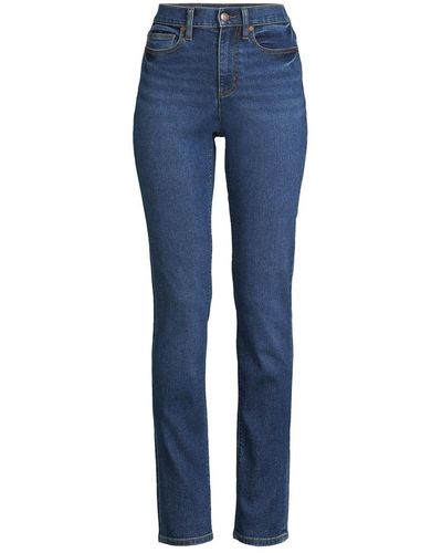 Lands' End Petite Recover High Rise Straight Leg Blue Jeans