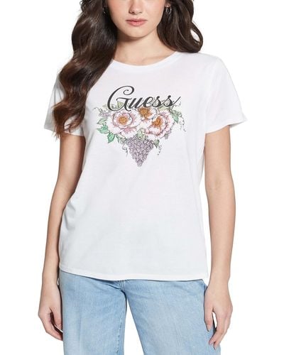 Guess Embellished Grape Vine Logo T-shirt - White