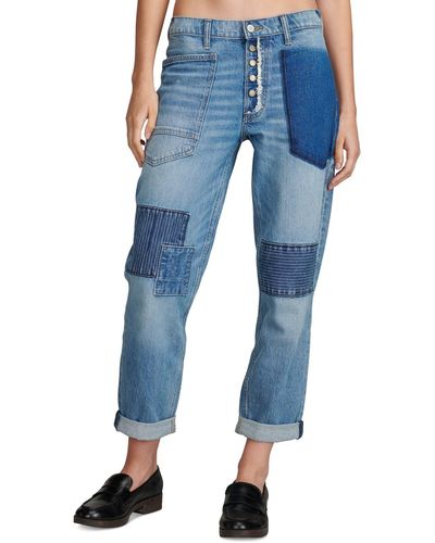 Lucky Brand Button-fly Patched Mid-rise Boy Jeans - Blue