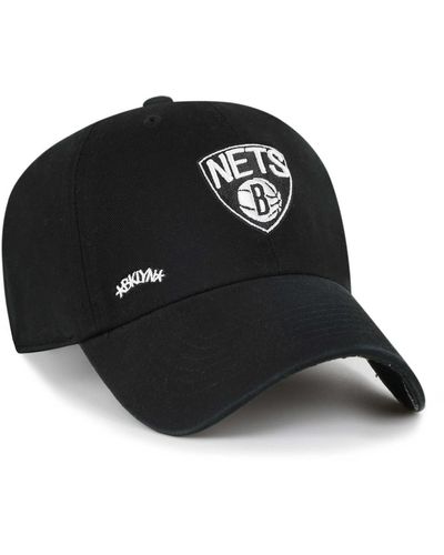 '47 Brooklyn Nets Confetti Undervisor Clean Up Adjustable Hat - Black