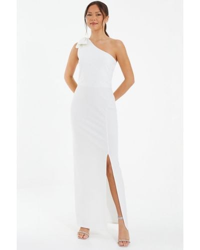 Quiz One-shoulder Bow Detail Maxi Dress - White