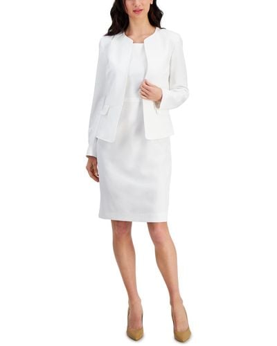 Le Suit Collarless Dress Suit - White