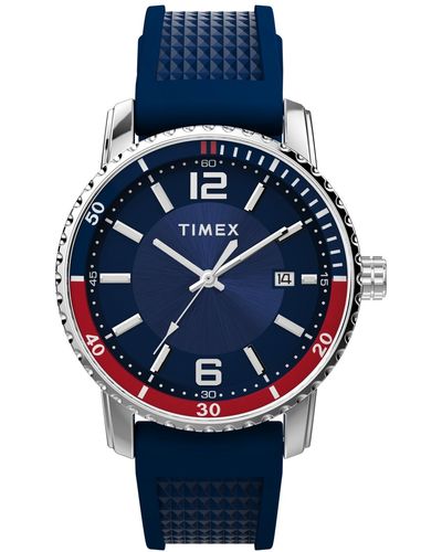 Timex Quartz Dress Analog Silicone Strap 41mm Round Watch - Blue