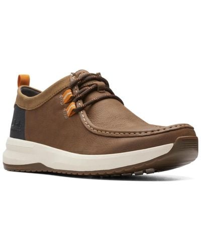 Clarks Collection Wellman Moc Leather Lace Up Shoes - Brown