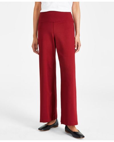 Style & Co. Ponte-knit Wide Leg Pants - Red