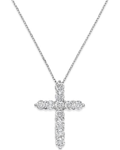 Macy's Diamond Cross Pendant Necklace (2 Ct. T.w. - White