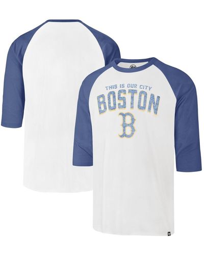 '47 Distressed Boston Red Sox City Connect Crescent Franklin Raglan Three-quarter Sleeve T-shirt - Blue