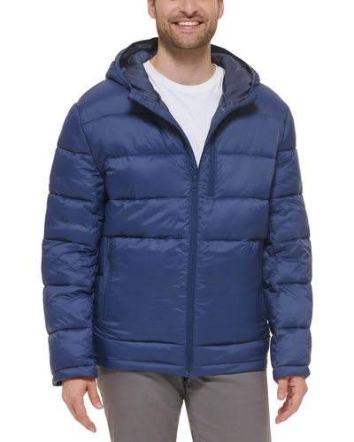 Cole Haan Lightweight Hooded Puffer Jacket - Blue