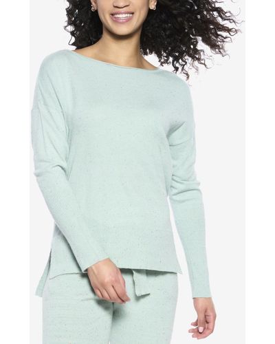 Felina Voyage Textured Sweater Knit Lounge Top - Blue
