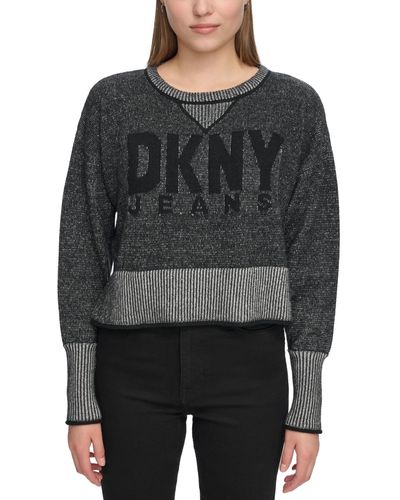 DKNY Crewneck Long-sleeve Logo Sweater - Gray