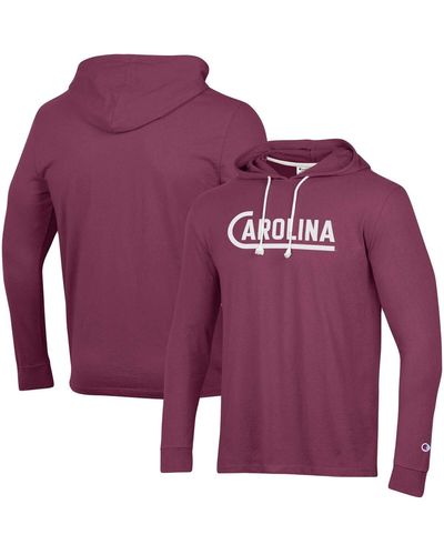 Champion Distressed South Carolina Gamecocks Vintage-like Long Sleeve Hoodie T-shirt - Purple