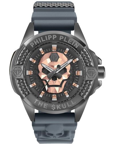 Philipp Plein The Skull Gray Silicone Strap Watch 44mm