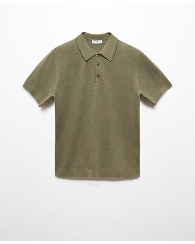Mango Short-sleeved Knitted Polo Shirt - Green